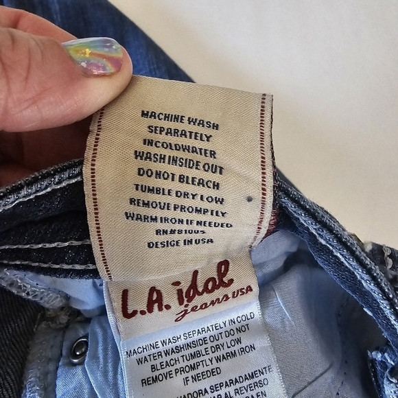 LA Idol Girls Size 12 Capri Jeans Denim Embroidered Bling Pockets Y2K - Picture 13 of 14